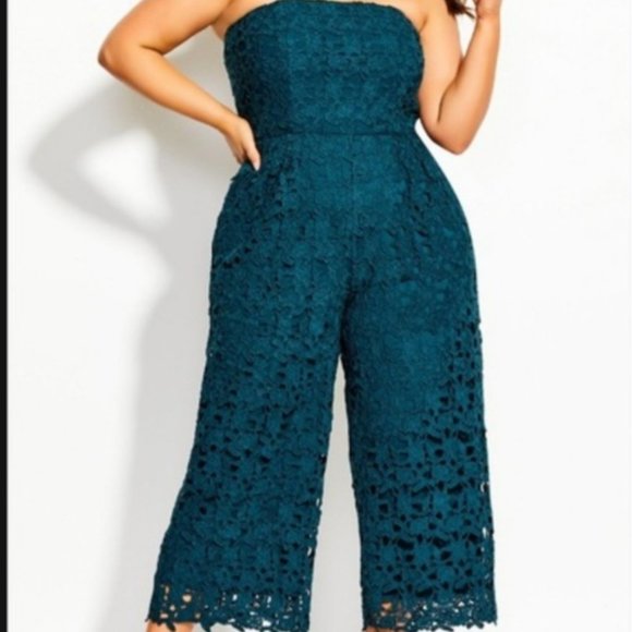 Brand New with Tags Teal Blue Crochet Jumpsuit - Picture 4 of 8